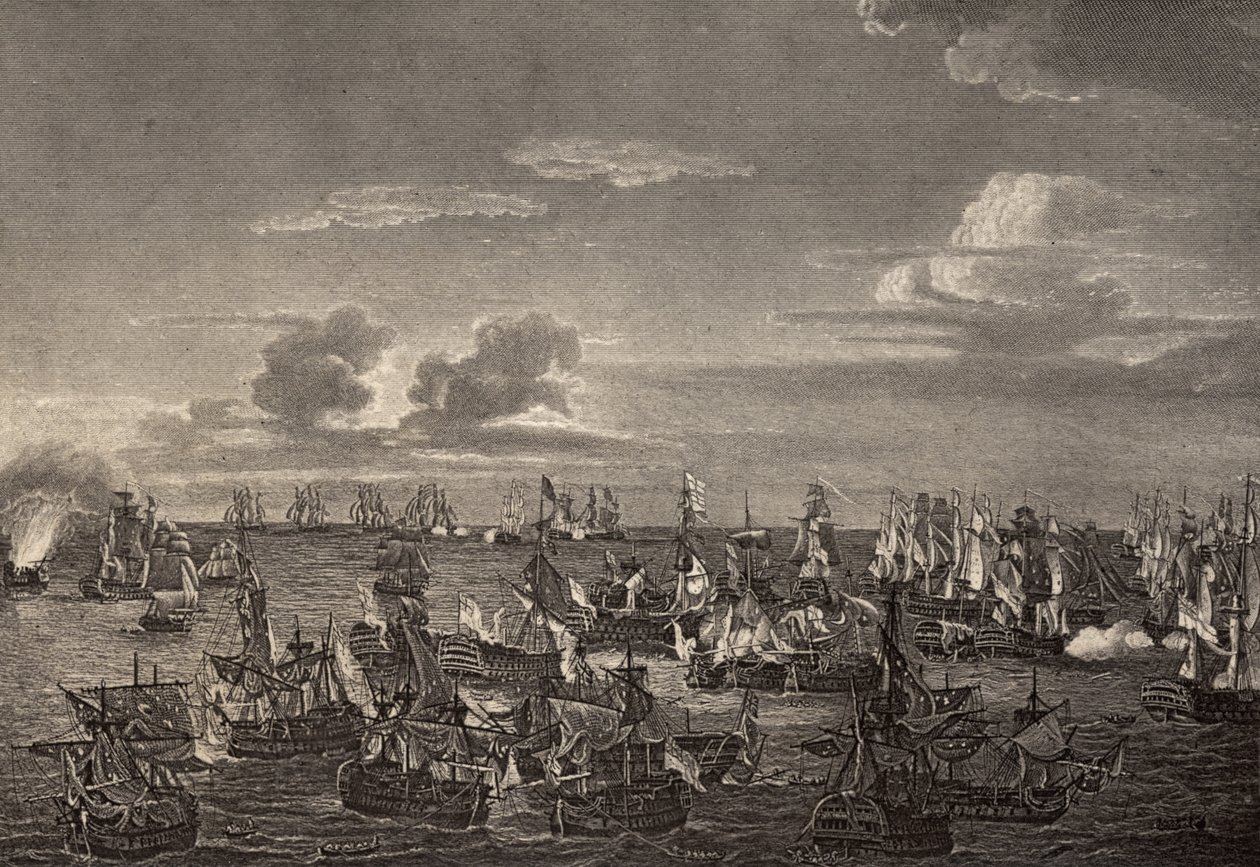 Trafalgarin taistelu vuonna 1805, kuvitus Robert Southeyn (1774-1843) teoksesta "Nelsonin elämä", joka julkaistiin ensimmäisen kerran 1813 tekijältä Richard Westall