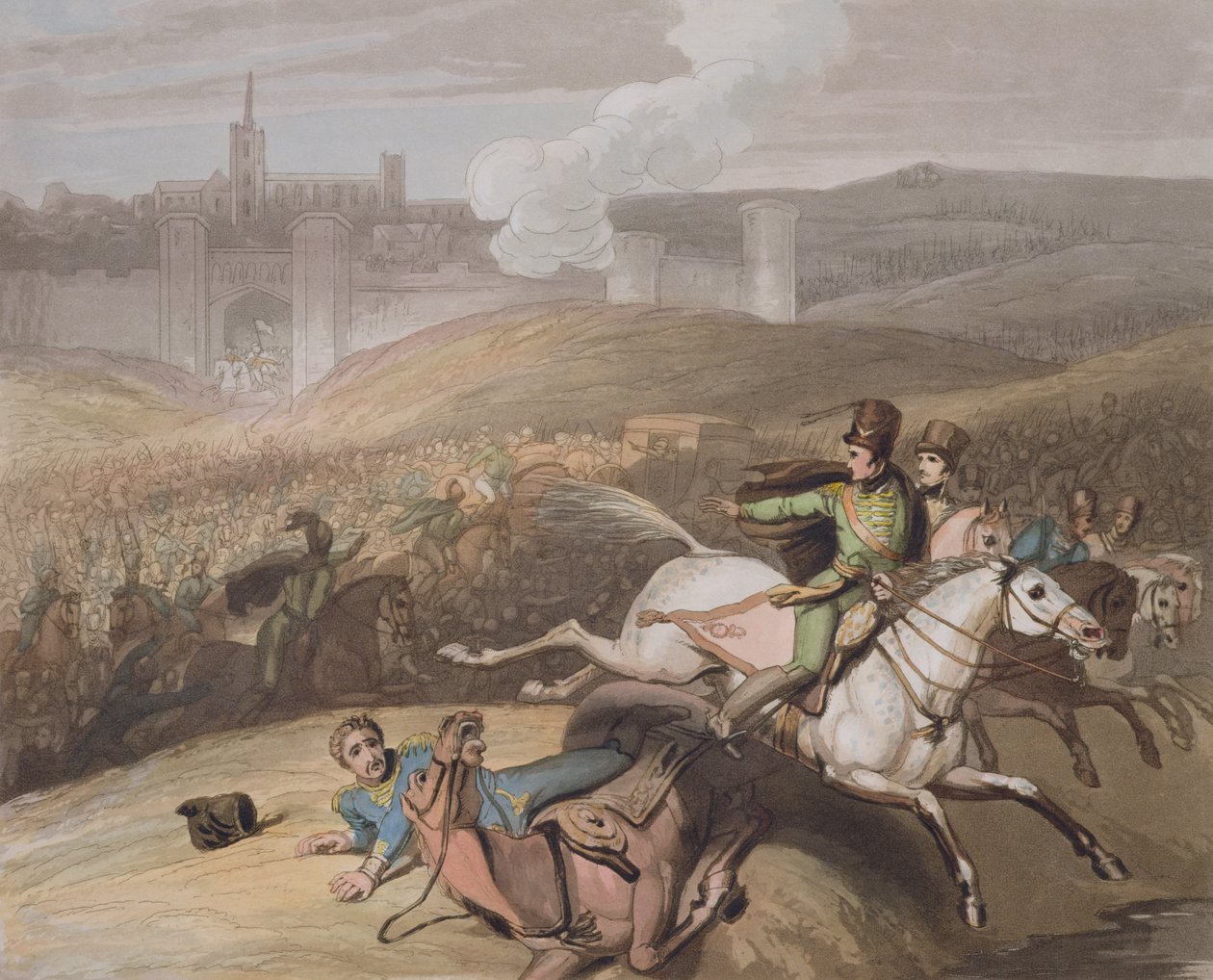 Vitoria, 21. kesäkuuta 1813 teoksesta "The Victories of the Duke of Wellington", kaivertanut T. Fielding, pub. 1819 tekijältä Richard Westall