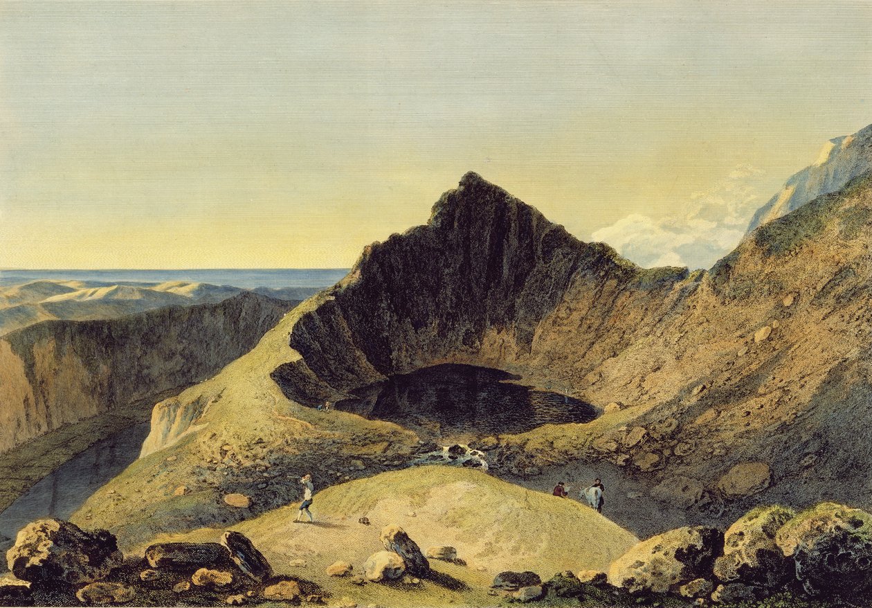 Cader Idris Mountainin huippu, 1775 (kaiverrus wc:llä paperille) tekijältä Richard Wilson