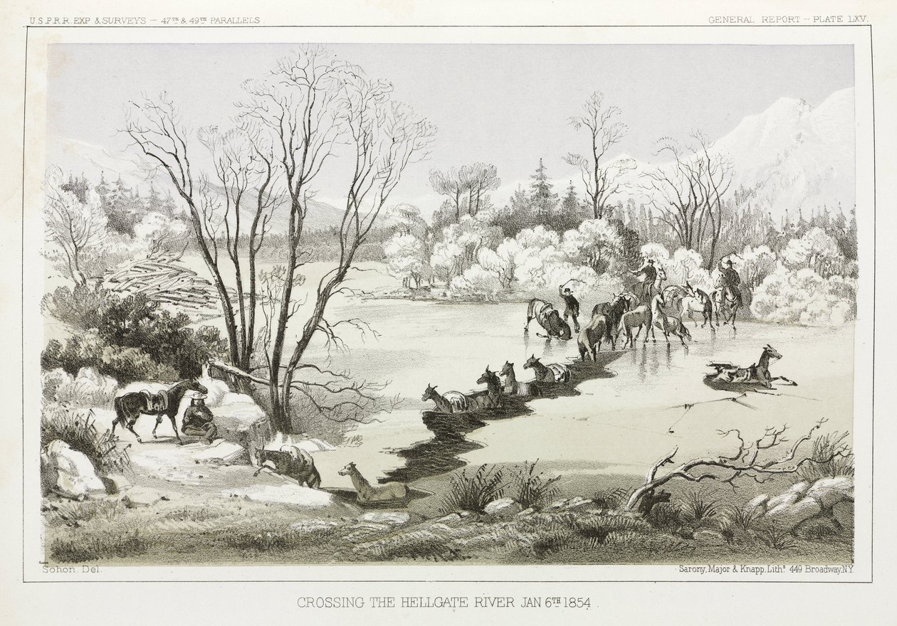 Hellgate-joen ylittäminen, Montana, USA, 6. tammikuuta 1854 tekijältä John Pardon