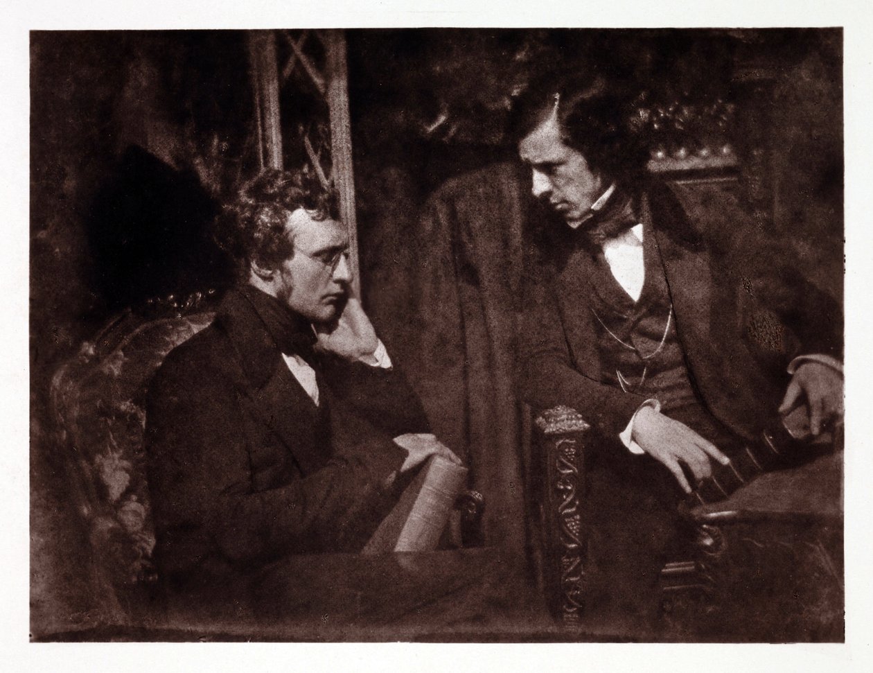 Kaksi miestä keskustelussa: tohtori Samuel Brown (1817-1856) ja pastori George Gilfillan (1813-1878), valokuva noin vuodelta 1840 tekijältä John Pardon