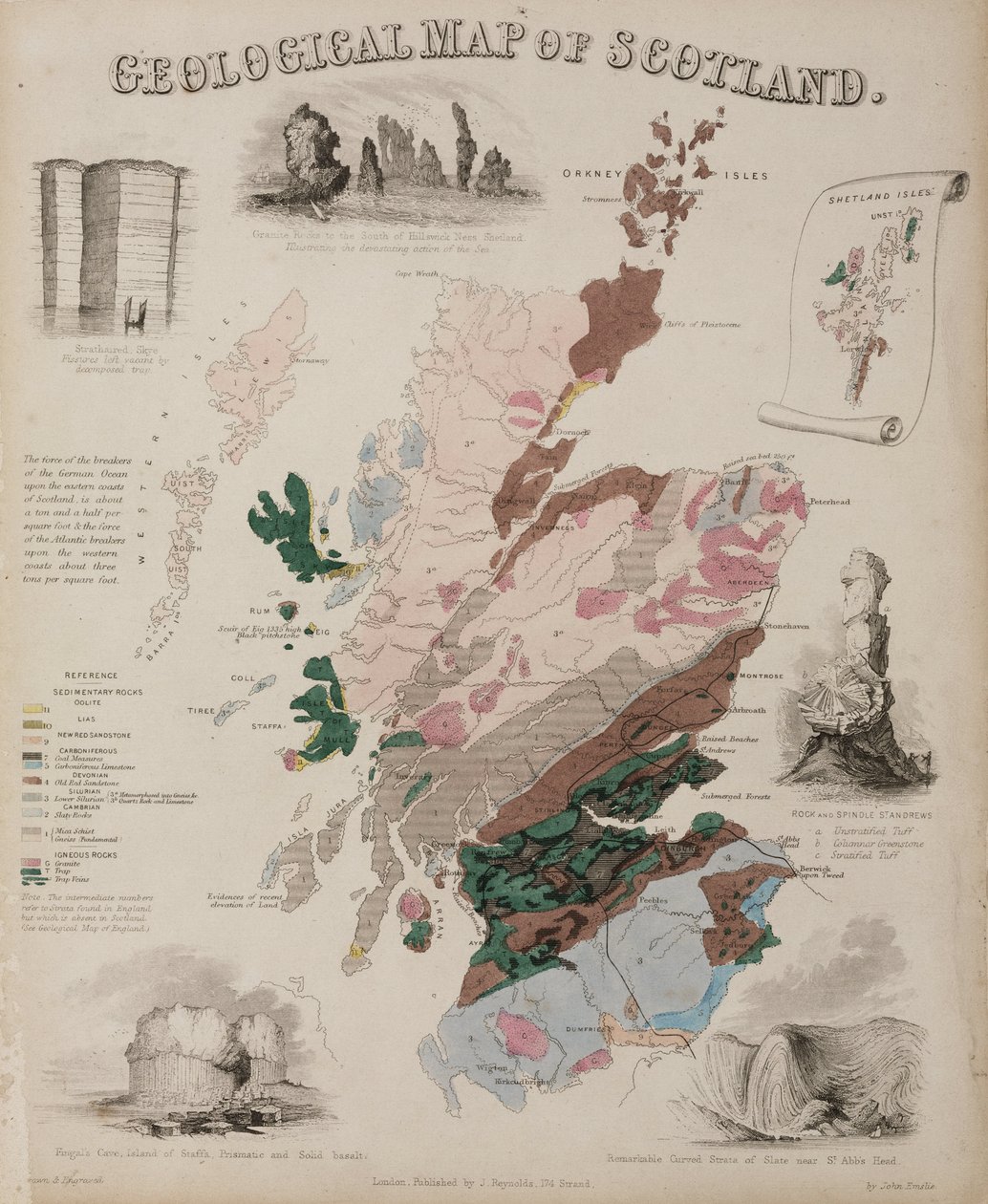 "Skotlannin geologinen kartta", noin 1850-luku tekijältä John Pardon