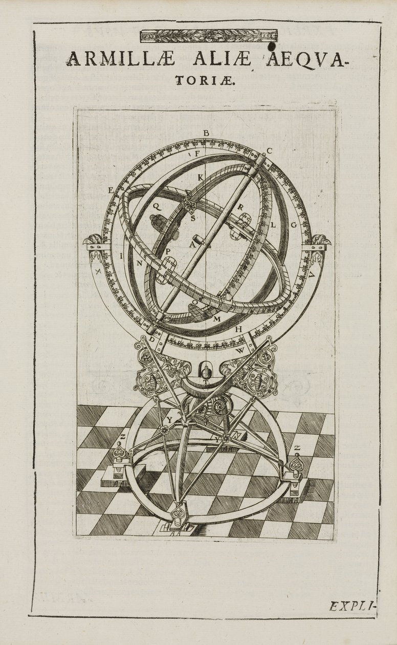 Tycho Brahen päiväntasaajan armillaarinen pallo, n. 1580 tekijältä John Pardon