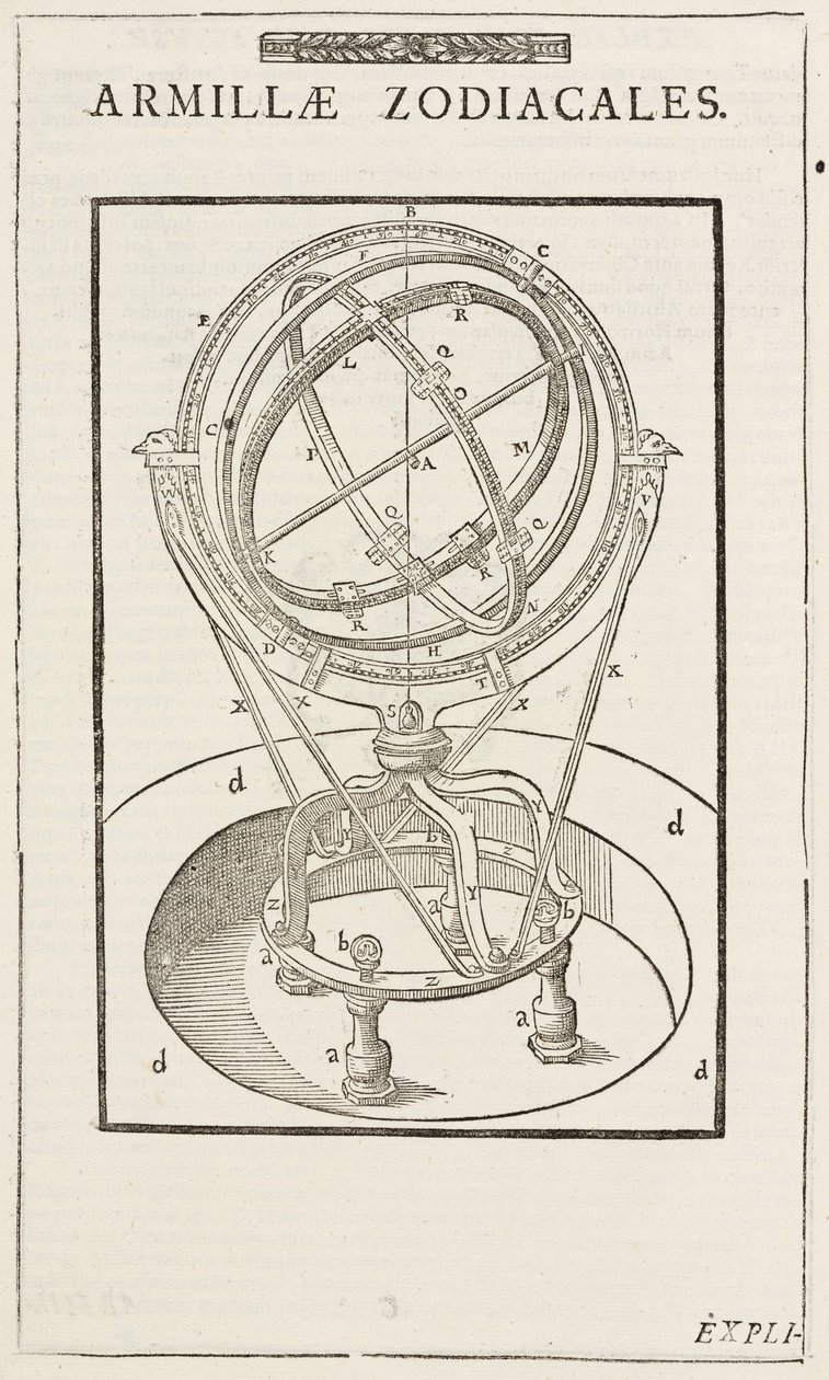 Tycho Brahen horoskooppiarmillaarinen pallo, ennen vuotta 1570 tekijältä John Pardon