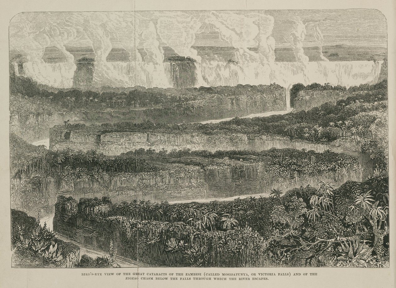 Victoria Falls, Afrikka, n. 1855 tekijältä John Pardon