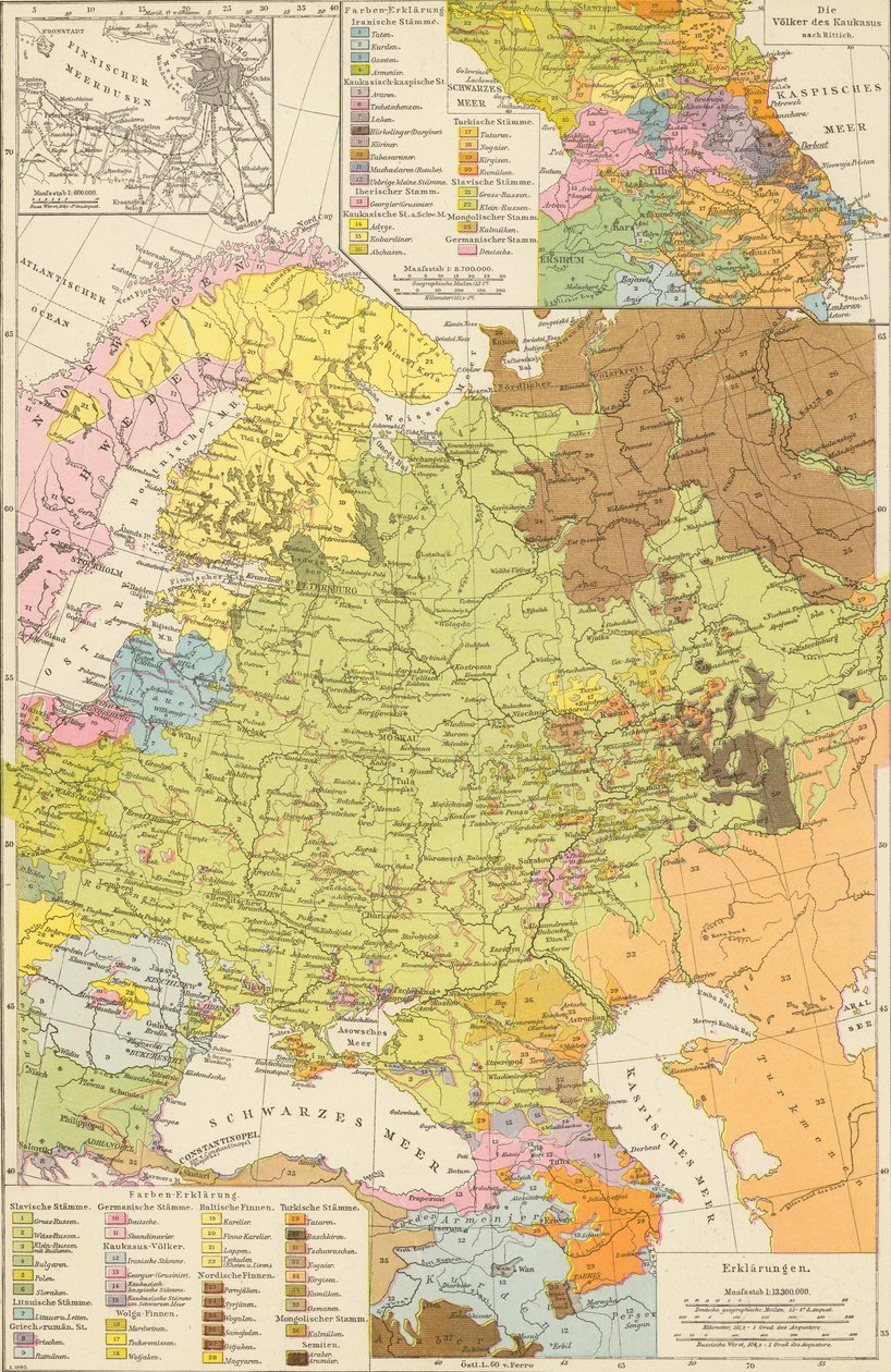 Andree, Richard. Volkerkarte von Russland. 1881 A tekijältä Richard Andree