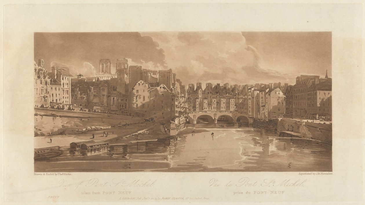 Näkymä Pont St. Michaelille, otettu Pont Neufista, 1803 tekijältä Richard Banks Harraden