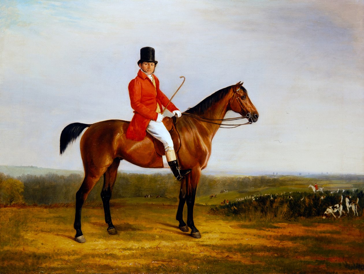 Isaac Sadler Mounted on a Bay Hunter (öljy kankaalle) tekijältä Richard Barrett Davis