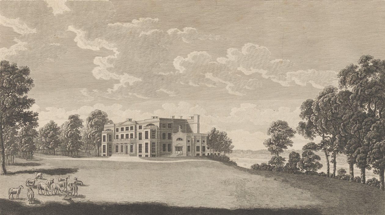 Belvidere House, lähellä Erithiä, Kentin kreivikunnassa, Edward Hastedin, The History a..., 1777-90. tekijältä Richard Bernard Godfrey