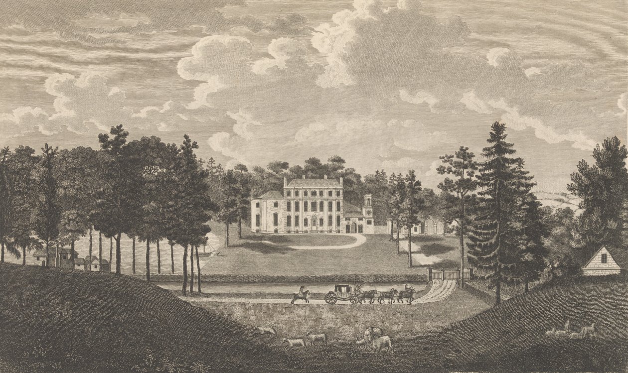 Bradborne, lähellä Sevenokea, Kentin piirikunnassa, Edward Hastedin teoksesta The History and ..., 1777-90. tekijältä Richard Bernard Godfrey