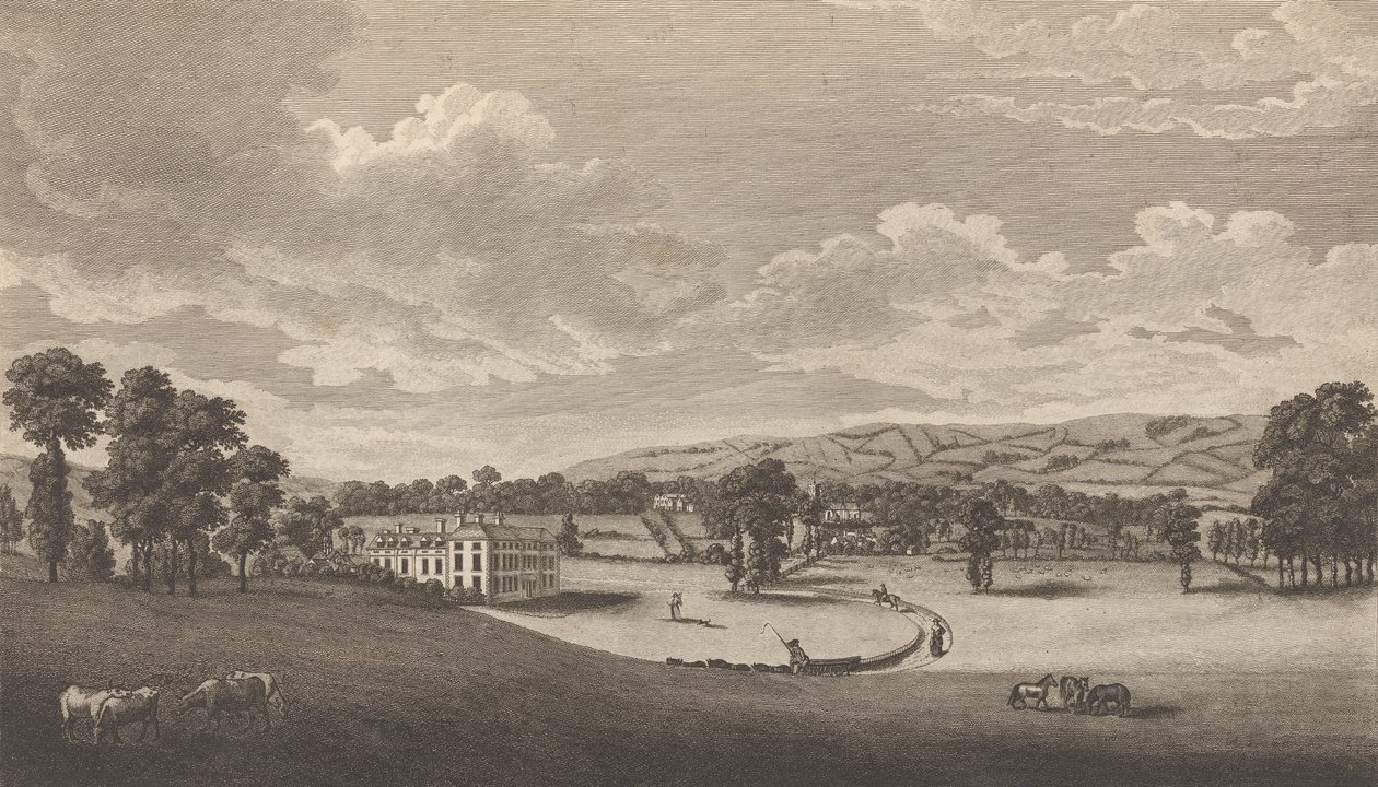 Preston Hall Aylesfordissa, Kentin kreivikunnassa, Edward Hastedin teoksesta The History and..., 1777-90. tekijältä Richard Bernard Godfrey