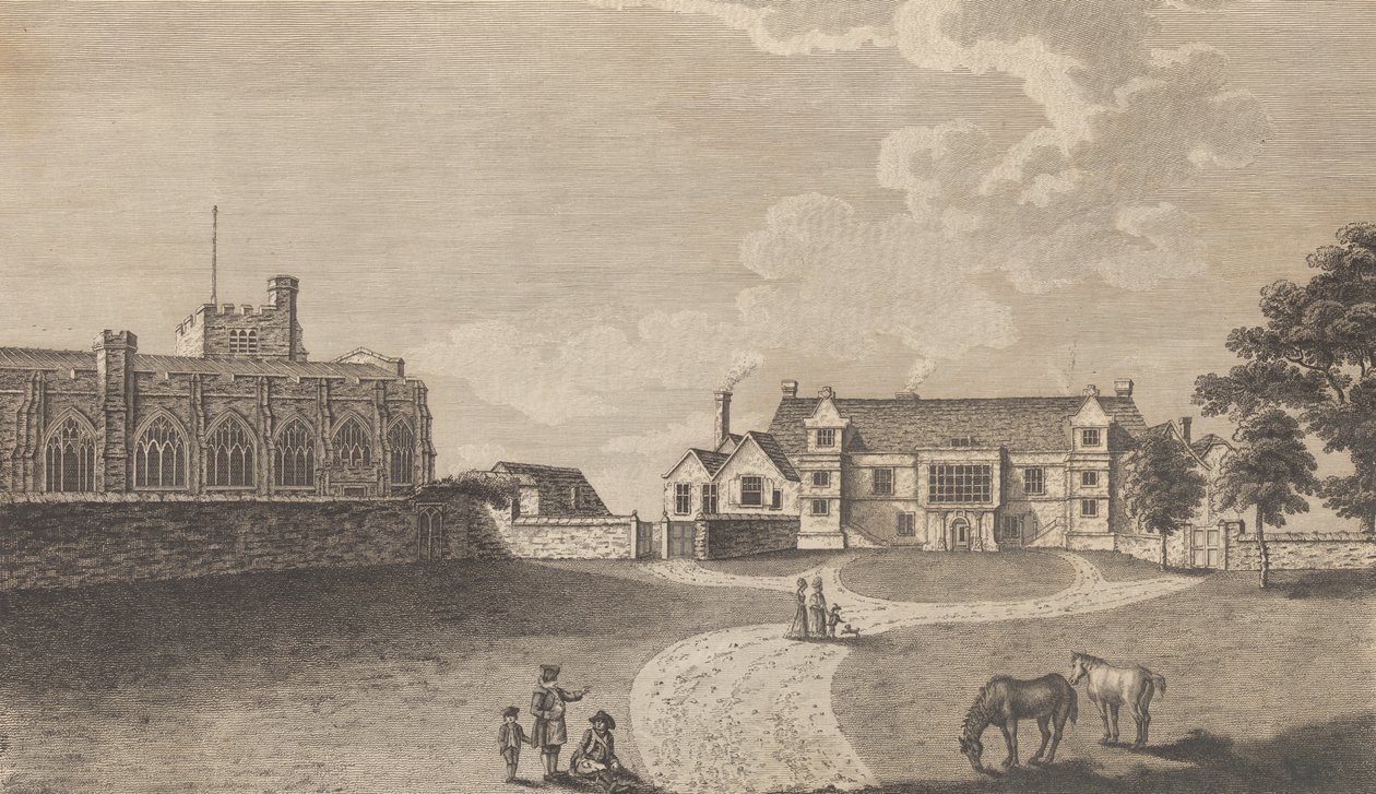 Muinainen arkkipiispan palatsi Maidstonessa, Edward Hastedin, Historia ja Topo..., 1782. tekijältä Richard Bernard Godfrey