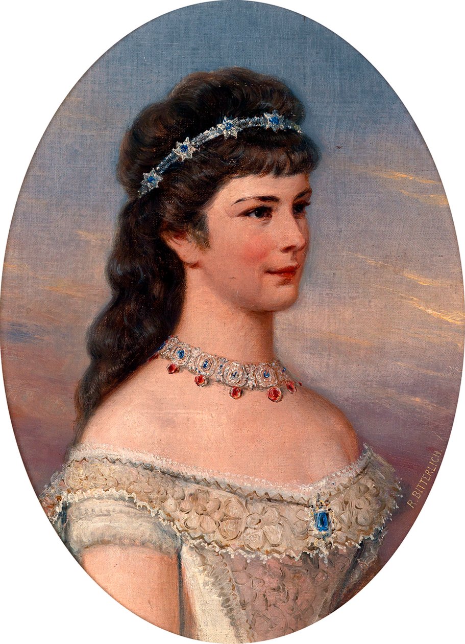""Elisabet Wittelsbachin (1837-1898) (sissi tai sisi), Itävallan keisarinna (1854-1898) ja Unkarin kuningatar (1867-1898) muotokuva"" Richard Bitterlichin (1862-1940) maalaus Yksityinen kokoelma tekijältä Richard Bitterlich