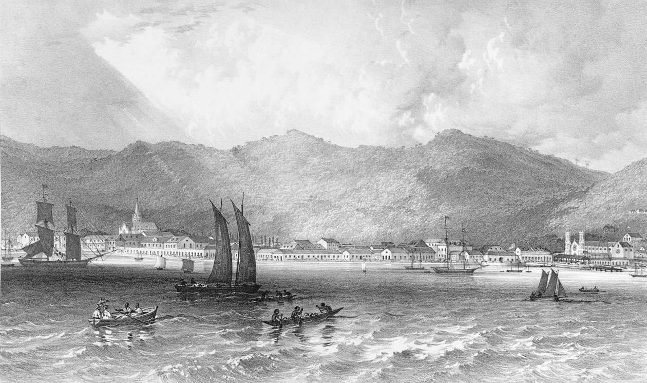 Trinidad, Parianlahdelta, kuva Länsi-Intian maisemista tekijältä Richard Bridgens