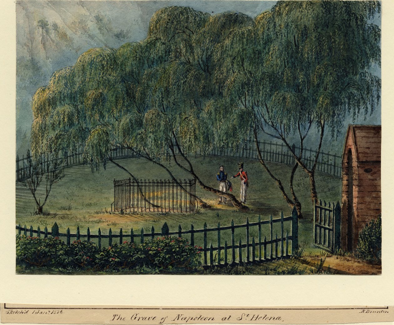 Napoleonin hautapaikka St. Helenalla, n. 1826 tekijältä Richard Brunton Lieutenant Colonel