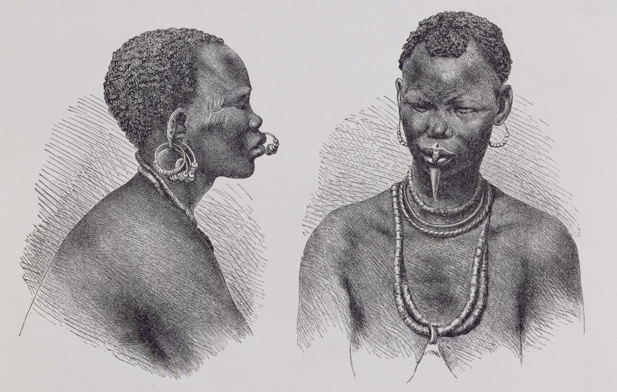 Morun nainen huulikoristeella, The History of Mankind, osa. III, prof. Friedrich Ratzel, 1898 tekijältä Richard Buchta