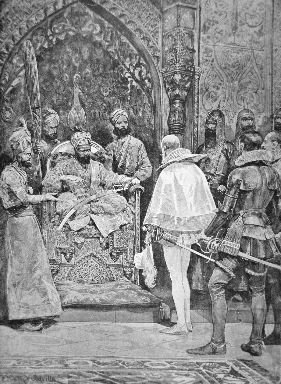 Englannin suurlähettiläs Intiassa vuonna 1615 (litho) tekijältä Richard Caton II (after) Woodville