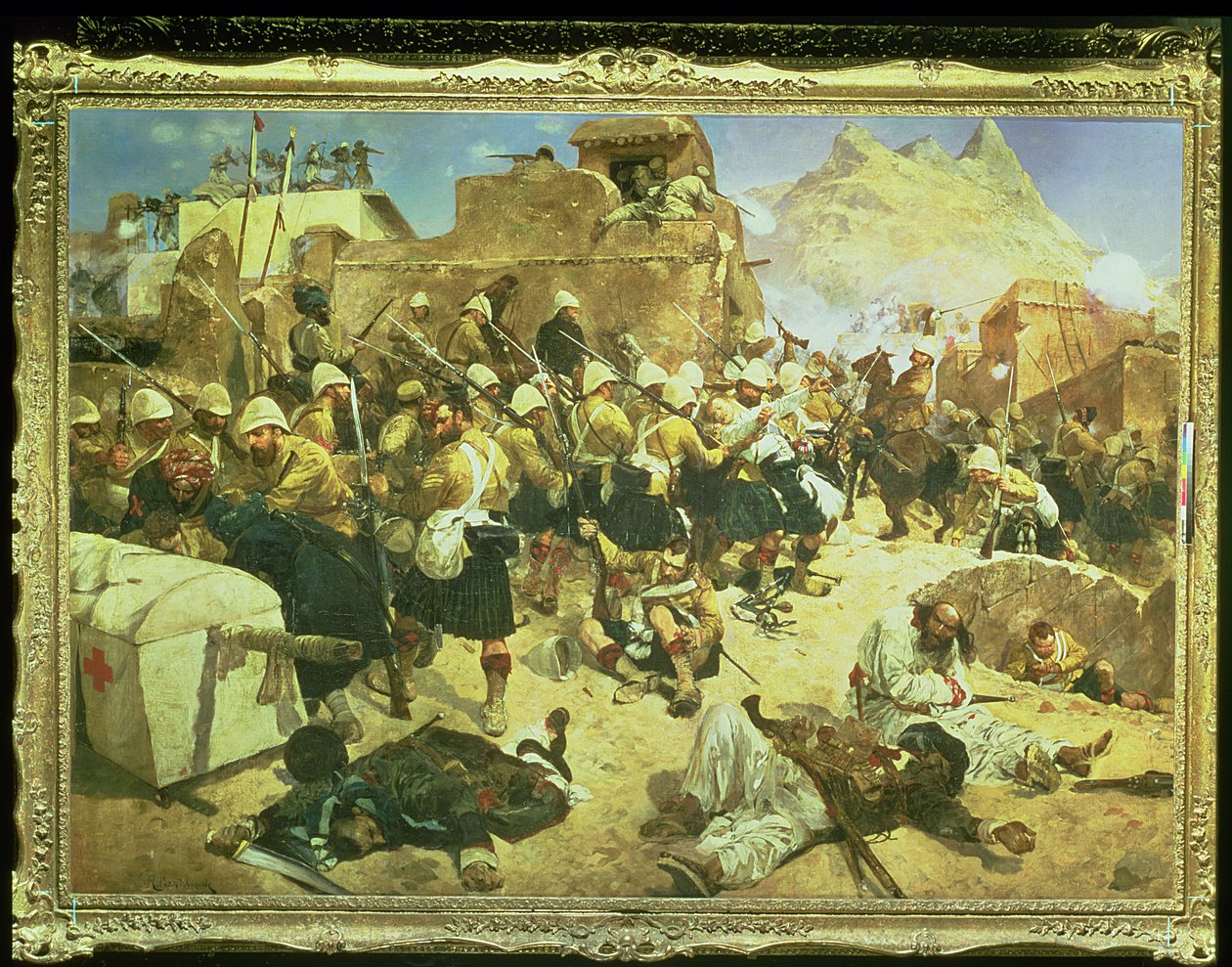 Candahar: 92. ylämaalaiset ja 2. gurkhat hyökkäävät Gaudi Mullah Sahibdadiin tekijältä Richard Caton II Woodville