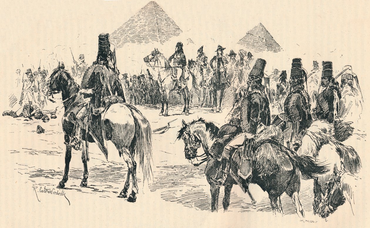 Napoleon Buonaparte pyramidien taistelussa, 1798, 1884 tekijältä Richard Caton II Woodville