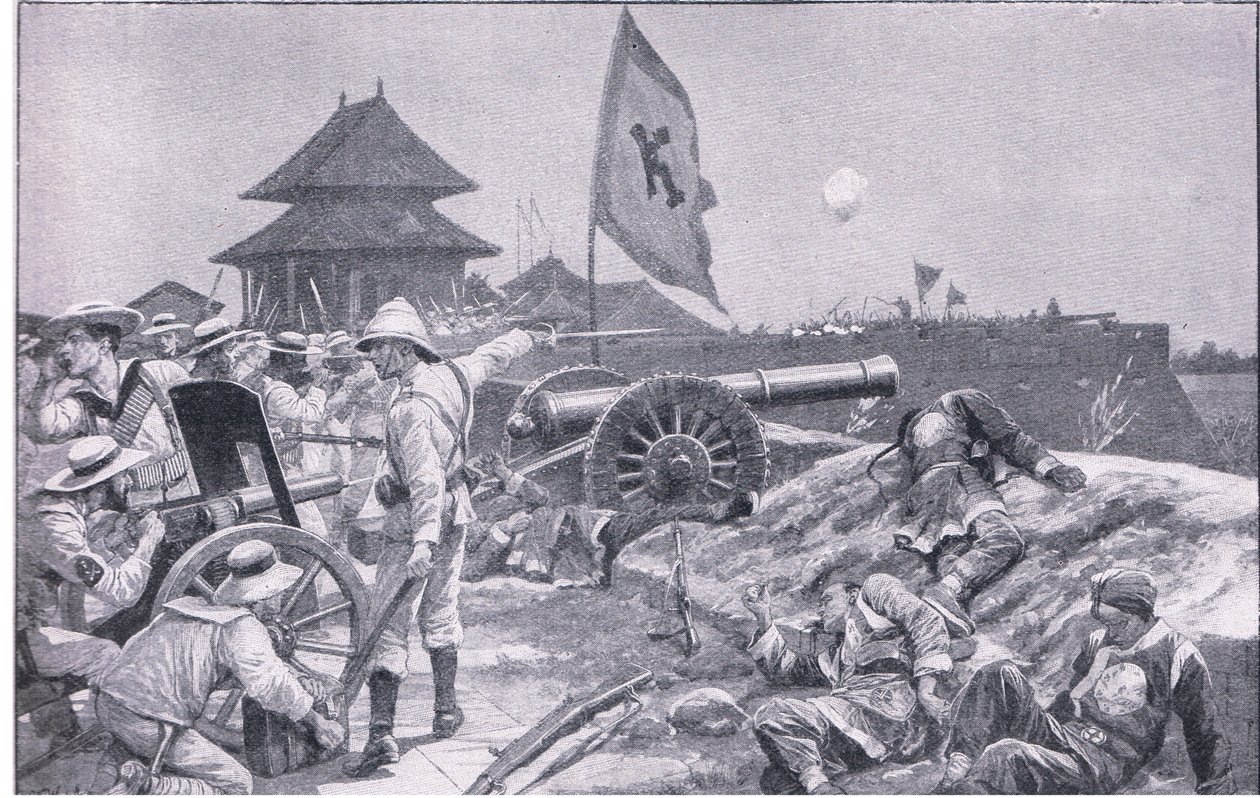 Tientsin: taistelut valleilla (litho) tekijältä Richard Caton II Woodville