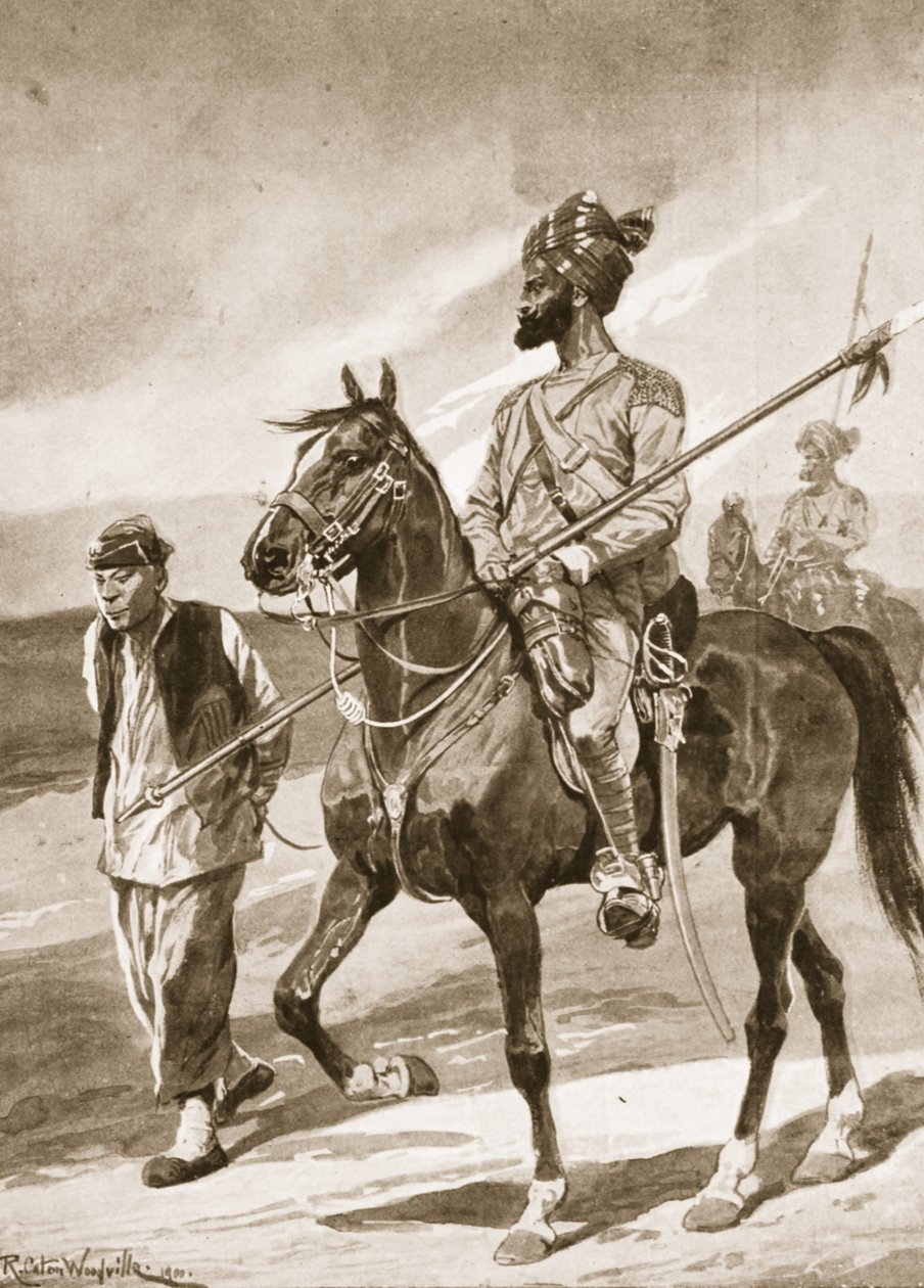 Bengal Lancer ja hänen nyrkkeilijänsä vangittuna, kuva julkaisusta "Battles of the Nineteenth Century: Vol. VII, Kiinan sota 1900-1901", Archibald Forbes, G.A. Henty ja majuri Arthur Griffiths tekijältä Richard Caton Woodville