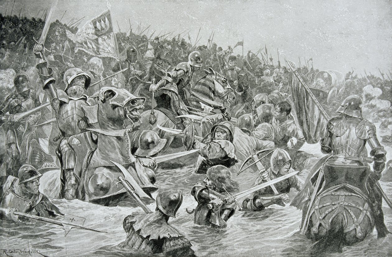 Towtonin taistelu vuonna 1461, kuvitus Hutchinsonin teoksesta 