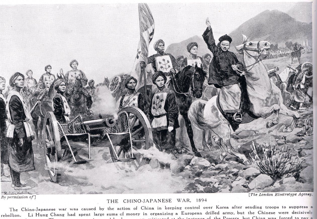 Ensimmäinen Kiinan ja Japanin sota, kuvitus "Hutchinsons History of the Nations" -teoksesta, n. 1910 tekijältä Richard Caton Woodville