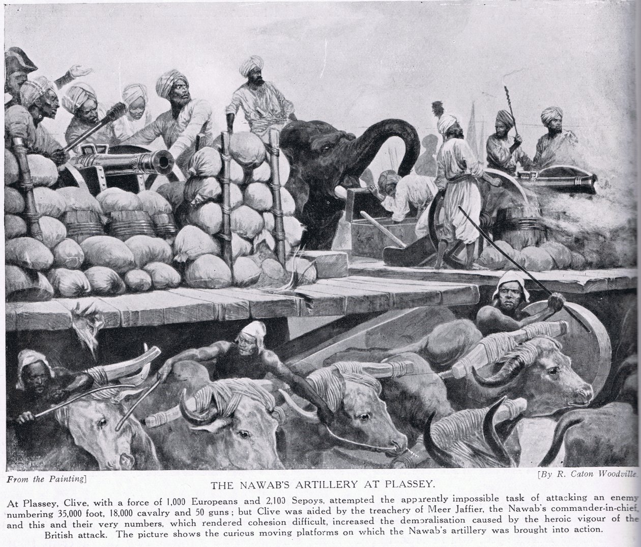 Nawabin tykistö Plasseyssa, kuvitus teoksesta "Hutchinson