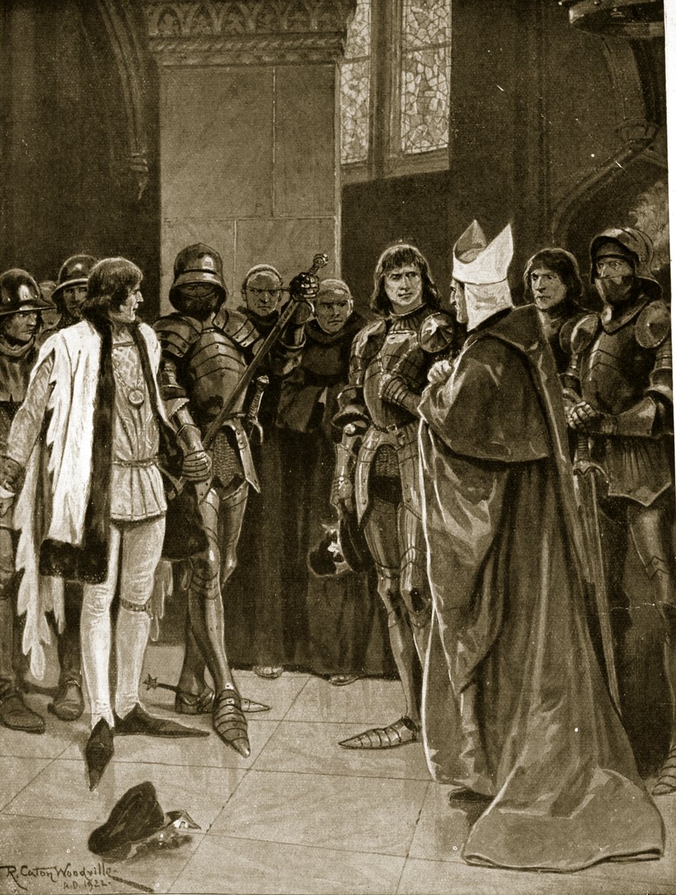 Henrik VI luovutetaan Edvard IV:lle Pyhän Paavalin kirkossa vuonna 1401, kuvitus teoksesta 