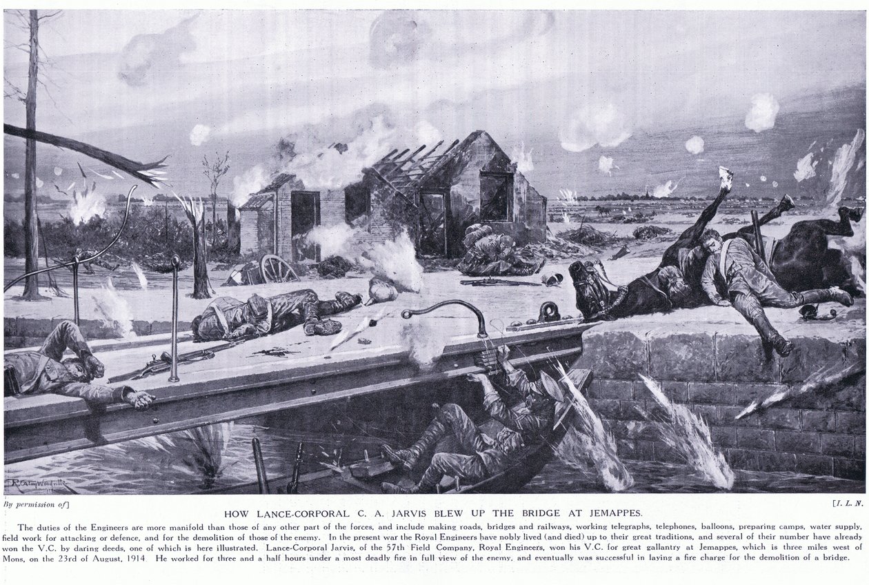 Kuinka lance korpraali C A Jarvis räjäytti sillan Jemappesissa lähellä Monsia ja voitti riskipääoman, elokuu 1914 tekijältä Richard Caton Woodville junior