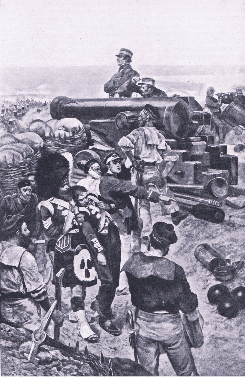 Hyökkäys Sevastopoliin, 1855, kuva brittiläisistä taisteluista maalla ja merellä, 1915 tekijältä Richard Caton Woodville junior