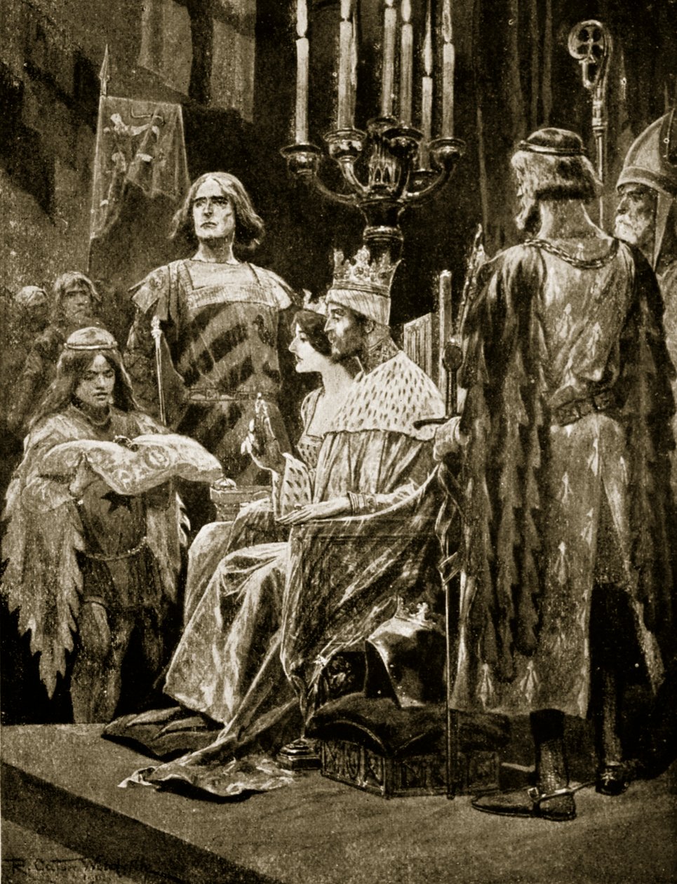 Edward II:n kruunaus, 1308, kuvitus teoksesta "Hutchinson