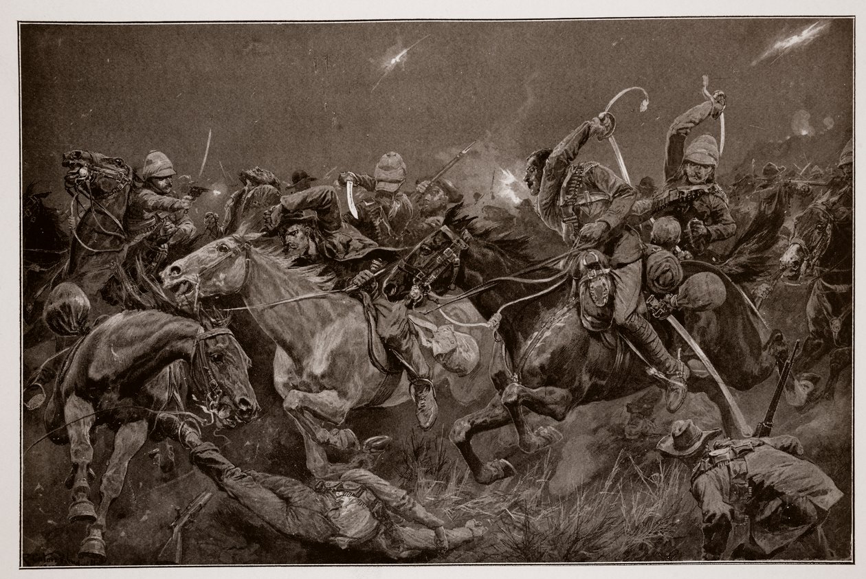 19. husaarien yörynnäkkö Lydenbergin lähellä 7. marraskuuta 1900. tekijältä Richard Caton Woodville junior