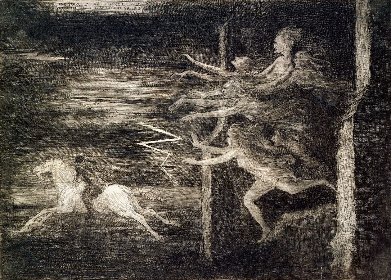 "Ja tuskin hän Maggie kokoontui, kun helvetin legioona hyökkäsi", 1800-luku tekijältä Richard Cockle Lucas