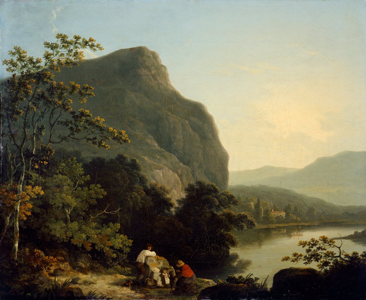"Klassinen maisema järvellä", 1788 tekijältä Richard Corbould