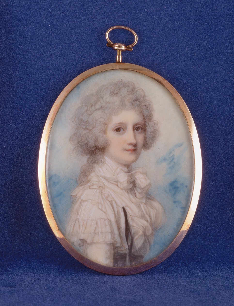 Elizabeth (1750-88) Hopetounin kreivitär, 1789 (wc ja guassi norsunluun päällä) tekijältä Richard Cosway