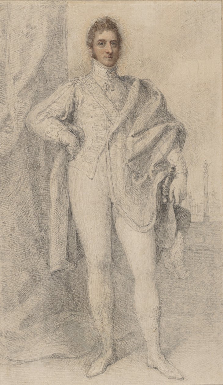 Georgen, Marlboroughin 5. herttuan, muotokuva Blenheimin kanssa etäisyydellä, 1817-21. tekijältä Richard Cosway