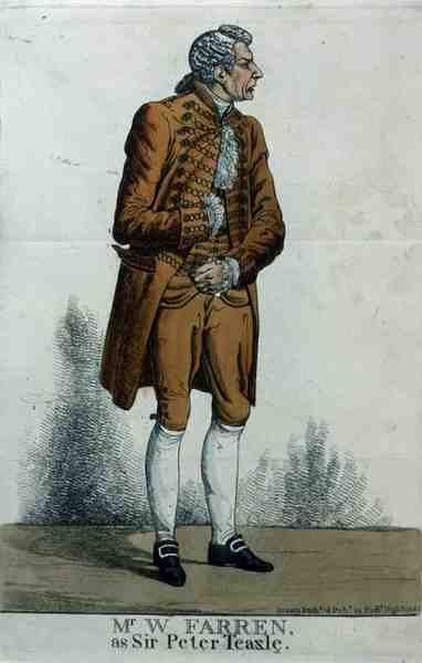 William Farren (1786-1861) Sir Peter Teazlen roolissa tekijältä Richard Dighton