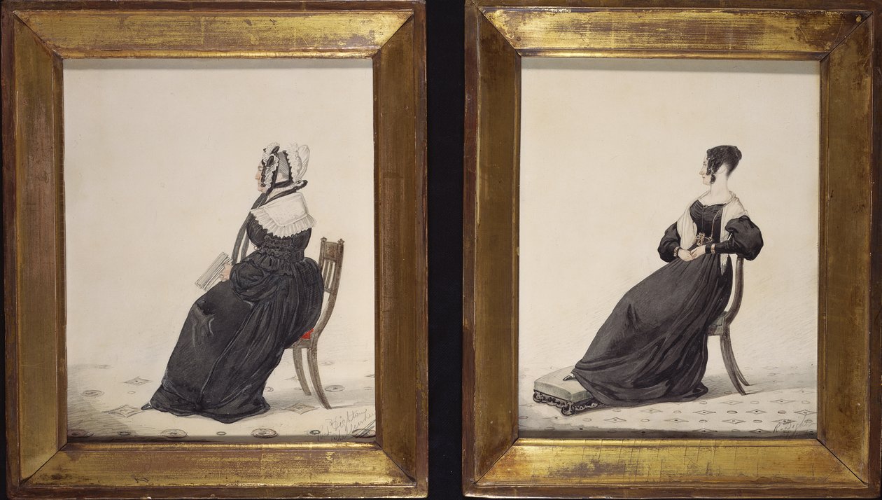 Kaksi leskien muotokuvaa, 1837 (wc ja kynä paperille) tekijältä Richard Dighton