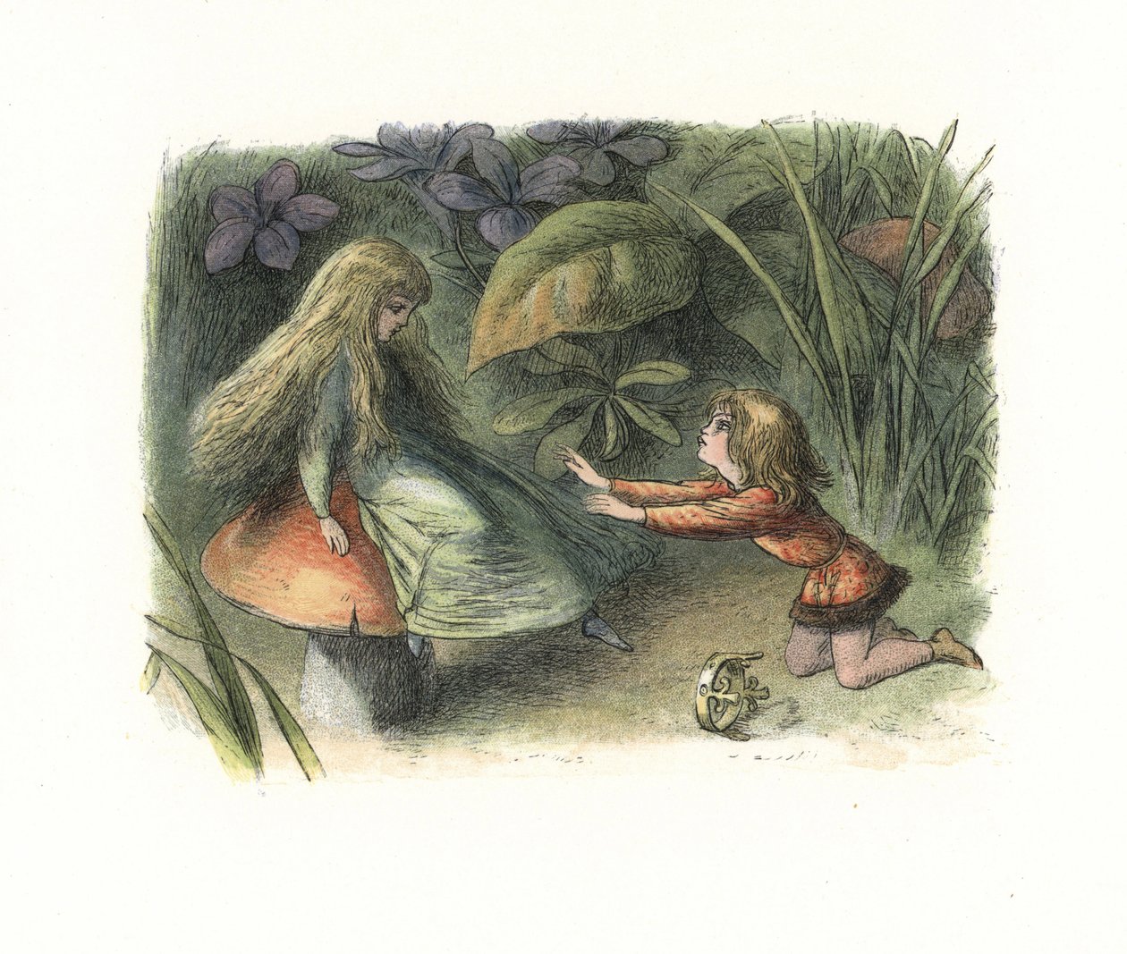 Keiju hylkäsi tonttuprinssin myrkkysienellä (litografia) tekijältä Richard Doyle