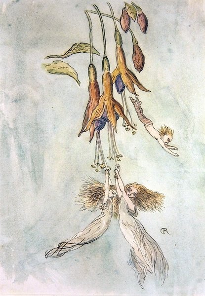 Feasting Inst Fuscias (akvarelli paperille) tekijältä Richard Doyle
