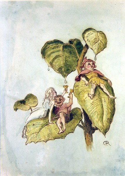 Herkkua ja hauskanpitoa fuschias II:n parissa (kynä ja akvarelli paperille) tekijältä Richard Doyle