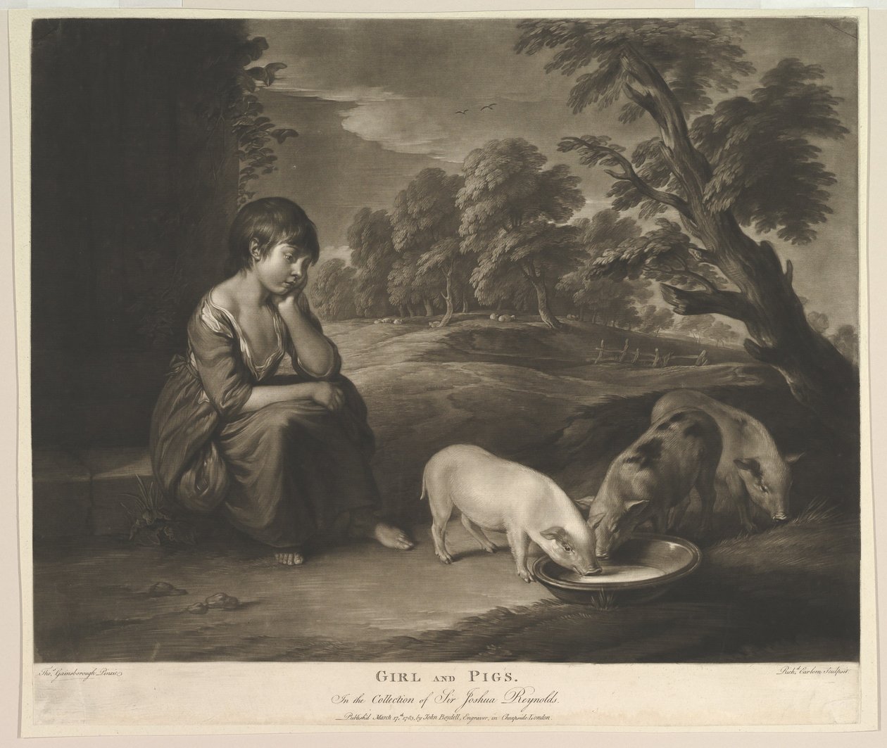 Tyttö ja siat, 1783. tekijältä Richard Earlom