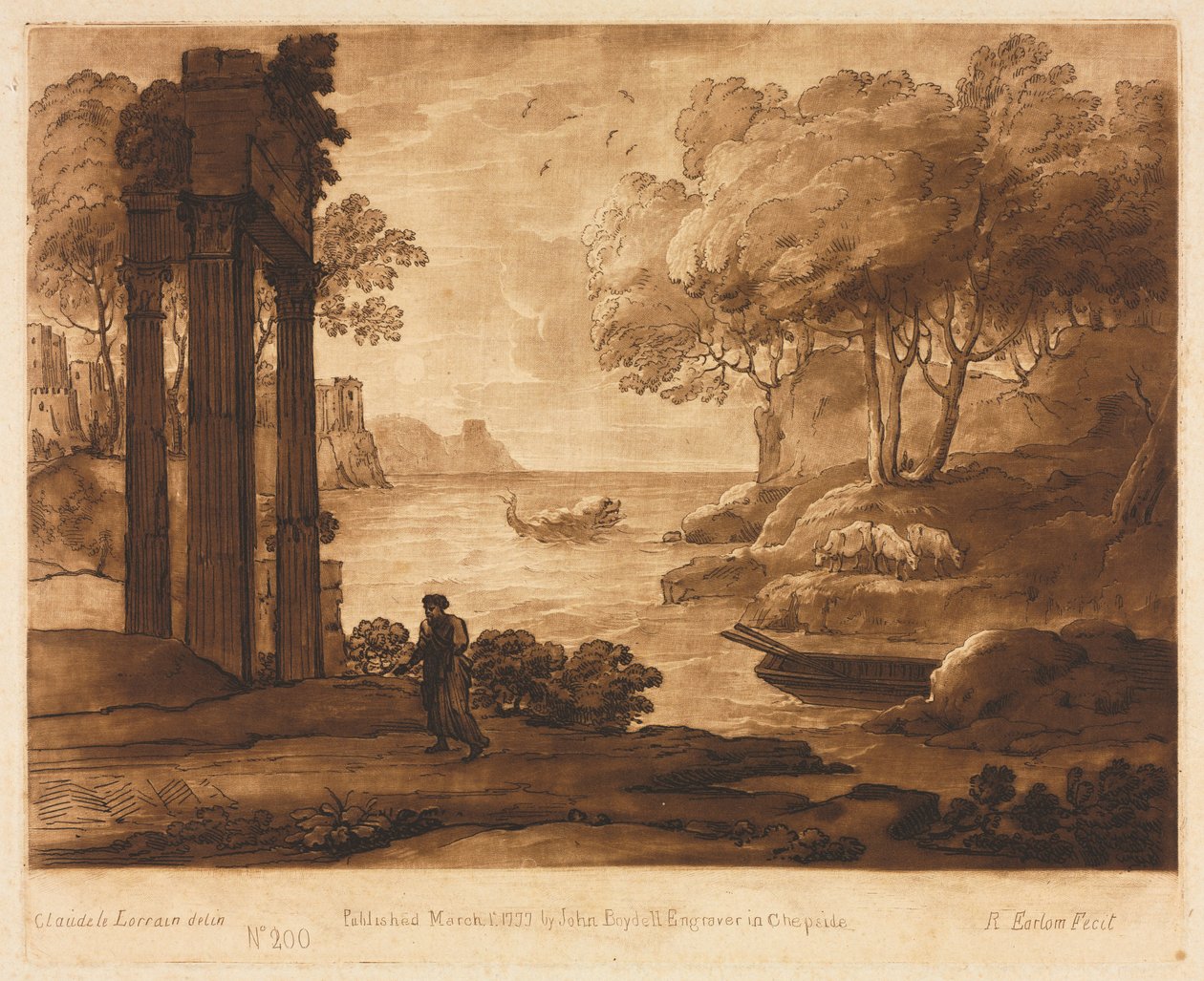 Liber Veritatis: Nro 200, Näkymä meren rannalle, Jeesuksen tarina, 1777. tekijältä Richard Earlom