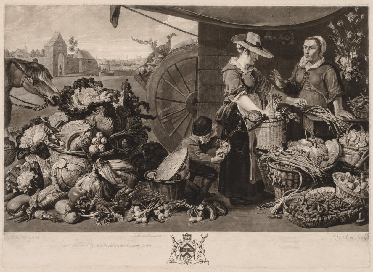 Neljä markkinaa: Kasvismarkkinat, 1779. tekijältä Richard Earlom
