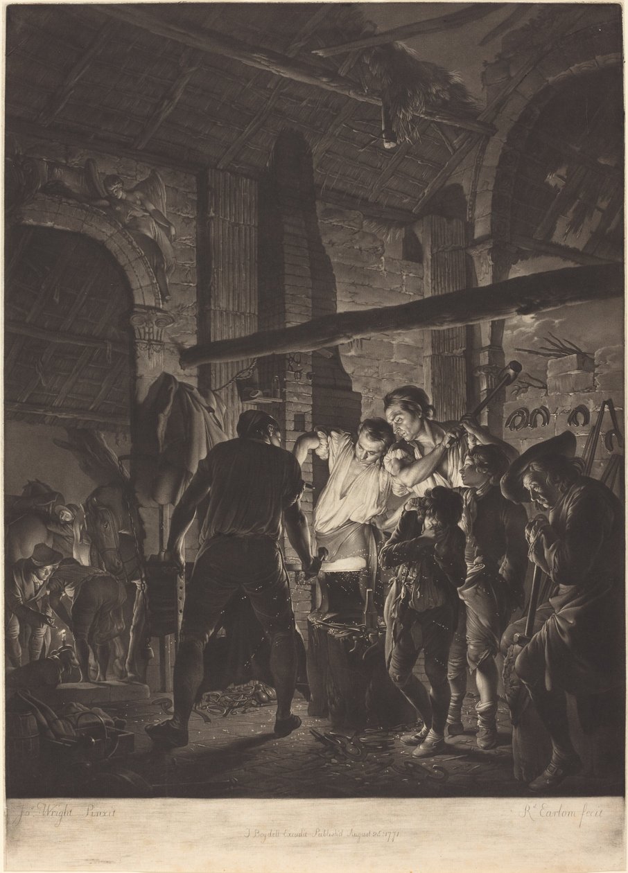Sepän myymälä tekijältä Richard Earlom after Joseph Wright
