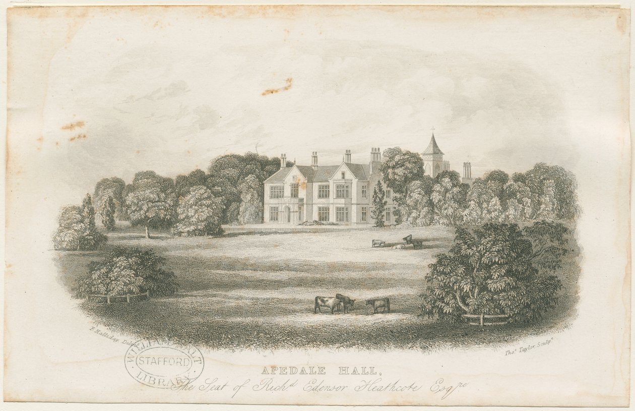 Apedale Hall House and Park: teräskaiverrus, nd [?1700-luvun loppu] tekijältä Richard Edensor Heathcote