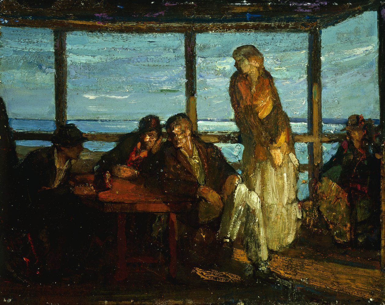 A Porch, Provincetown, n. 1930–1935 (öljy masoniitille) tekijältä Richard Emil Miller