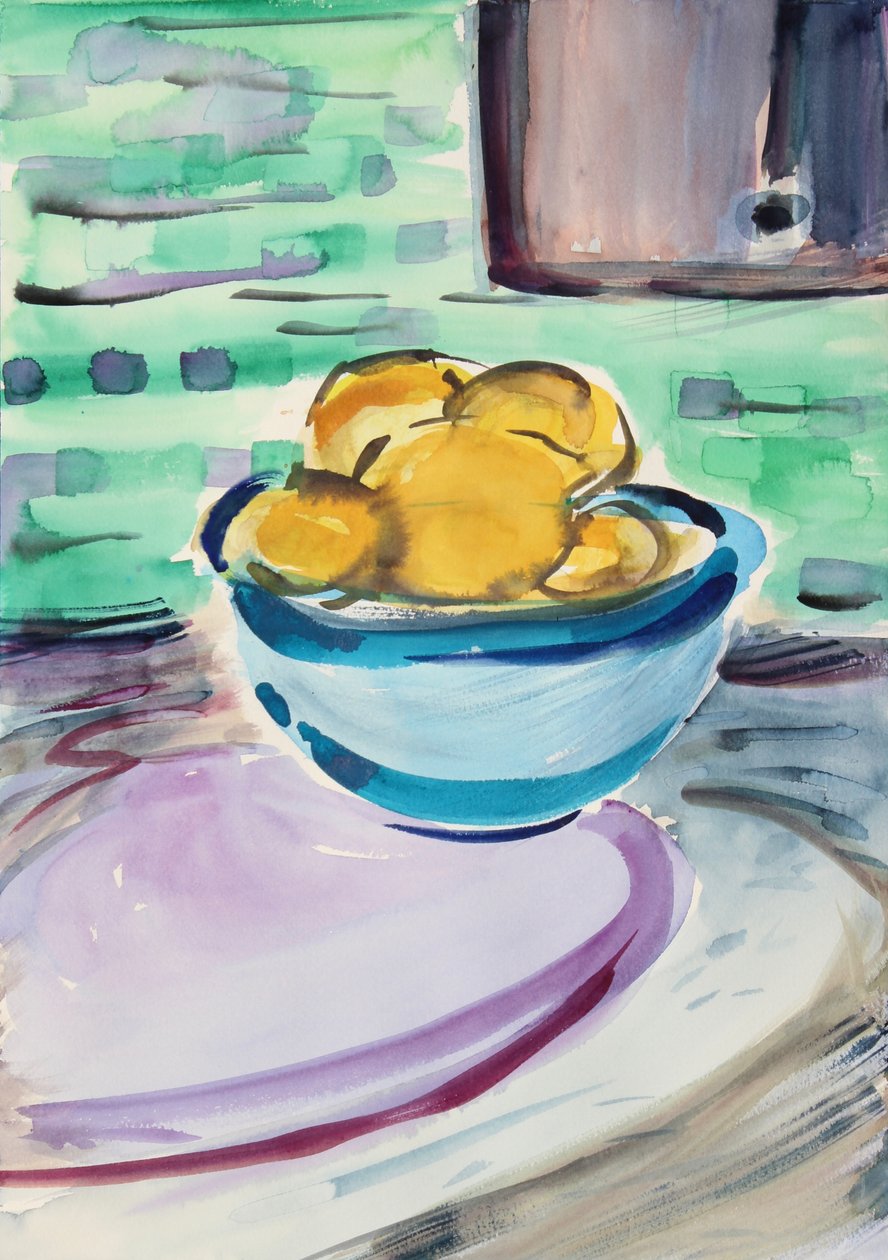 Still Life with Lemons, 2020 (akvarelli paperille) tekijältä Richard Fox