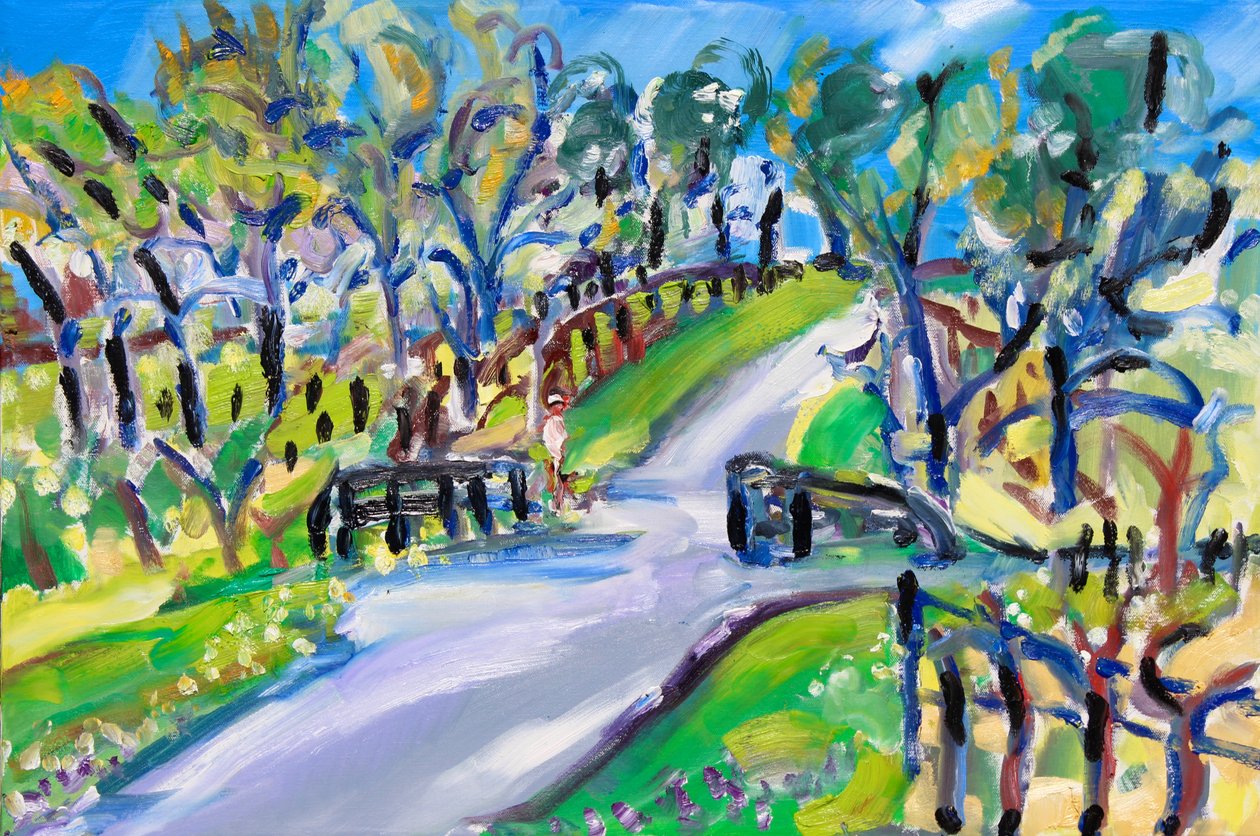 Walking up the Road, 2021 (öljy kankaalle) tekijältä Richard Fox